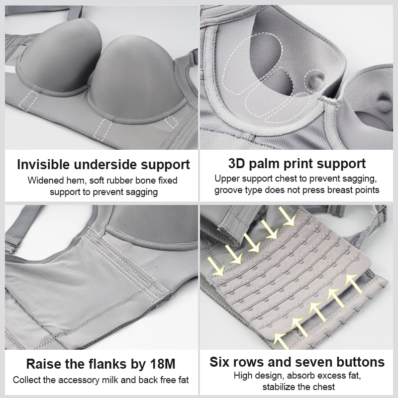 Glossy Seamless Deep V Large Size Push Up Bras Cover Armpit Fat For Heavy Breast VEIMIA
