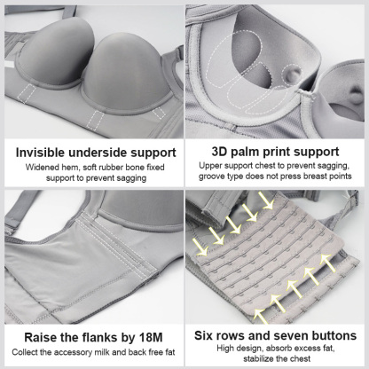 Glossy Seamless Deep V Large Size Push Up Bras Cover Armpit Fat For Heavy Breast VEIMIA