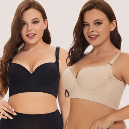 Glossy Seamless Deep V Large Size Push Up Bra Cover Armpit Fat For Heavy Breast VEIMIA