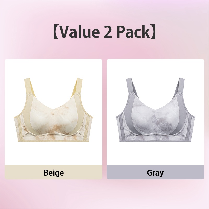 Beige and Gray Maximize Slimming, Minimize Unsteadiness Suppotive Minimizer Ink-wash Bra VEIMIA 