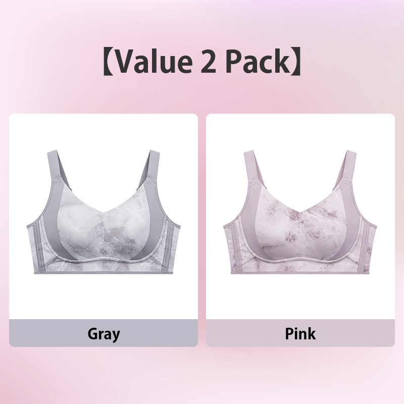 Gray and Pink Maximize Slimming, Minimize Unsteadiness Suppotive Minimizer Ink-wash Bra VEIMIA 