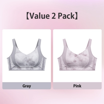 Gray and Pink Maximize Slimming, Minimize Unsteadiness Suppotive Minimizer Ink-wash Bra VEIMIA 
