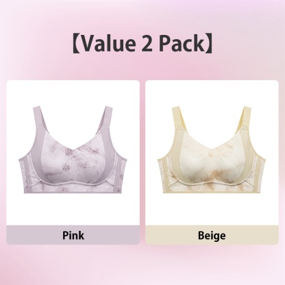 Pink and Beige Maximize Slimming, Minimize Unsteadiness Suppotive Minimizer Ink-wash Bra VEIMIA 