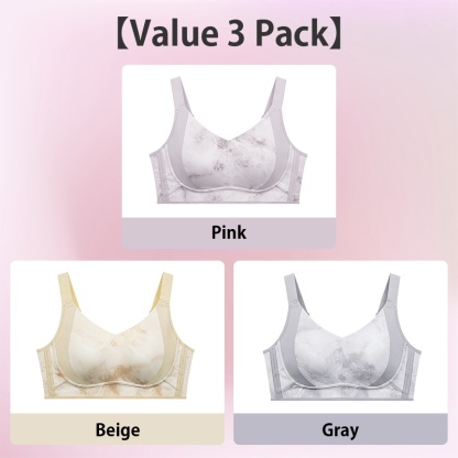 Pink and Beige and Gray Maximize Slimming, Minimize Unsteadiness Suppotive Minimizer Ink-wash Bra VEIMIA 