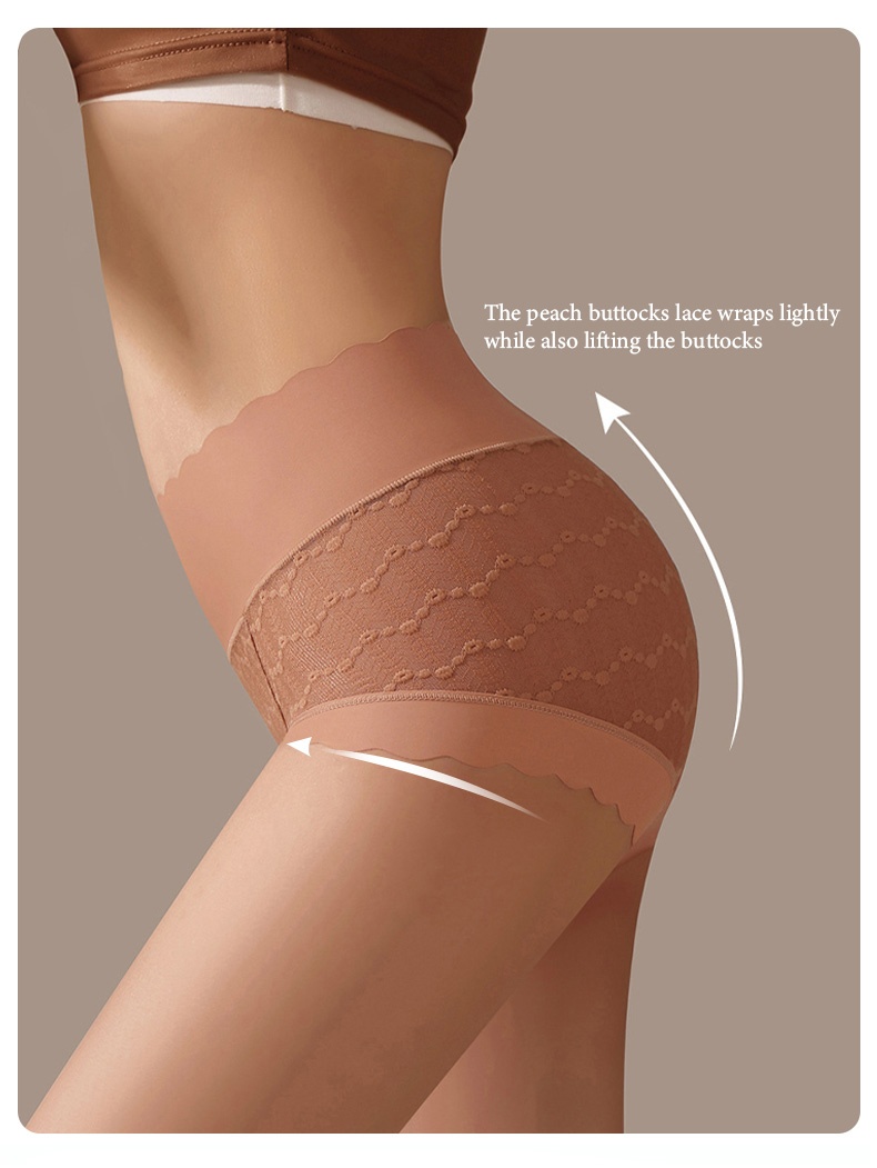 Seamless Sexy Lace Panties Comfortable Wrapping Mulberry Silk Crotch Plus Size Underwear Lift Hip VEIMIA