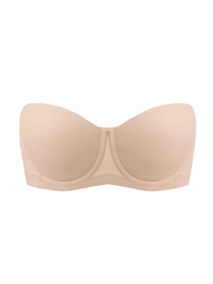Sand Strapless Bra with 3D Honeycomb Cups No Bounce, Soft Wire Support Anti-slip Naturally Shaping Not Sticky VEIMIA