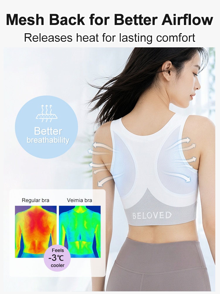 Feature graphic showing breathable mesh back and airflow design VEIMIA