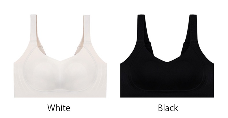 Full Coverage Seamless Wireless Plus Size Minimizing Bra W-shaped Support White and Black VEIMIA