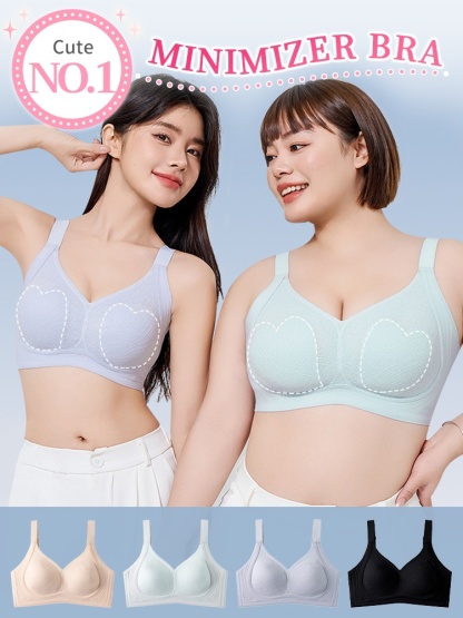 Adorable Plus Size Bra Cute Design With Ultra-light Laces & Anti-bumping Pads, Naturally Minimize The Breast VEIMIA