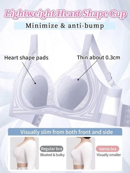 Adorable Plus Size Bra Cute Design With Ultra-light Lace & Anti-bumping Pad, Naturally Minimizes The Breasts VEIMIA
