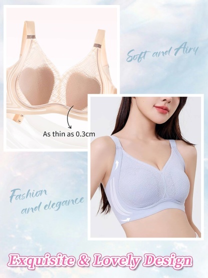 Adorable Plus Size Bras Cute Designs With Ultra-light Lace & Anti-bumping Pad, Naturally Minimize The Breasts VEIMIA