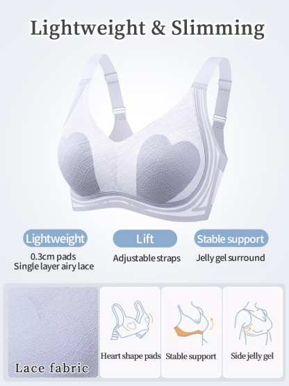 Adorable Plus Size Bras Cute Designs With Ultra-light Lace & Anti-bumping Pads, Naturally Minimize The Breast VEIMIA