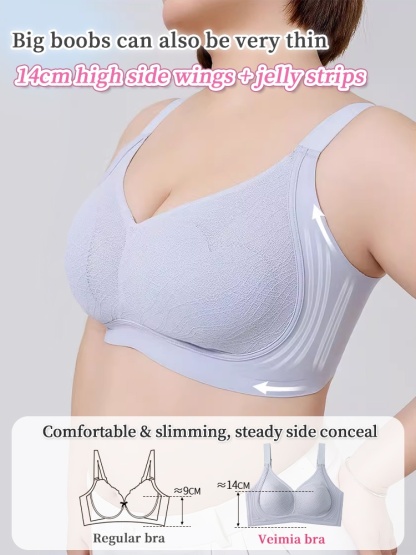 Adorable Plus Size Bras Cute Design With Ultra-light Laces & Anti-bumping Pad, Naturally Minimize The Breasts VEIMIA