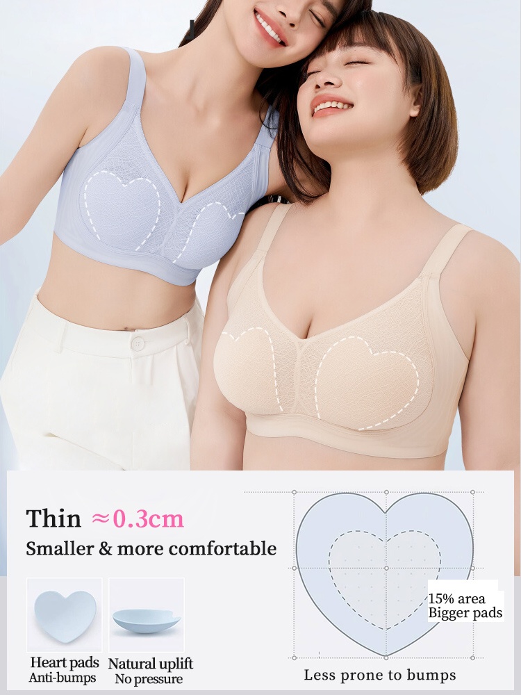 Adorable Plus Size Bras Cute Design With Ultra-light Laces & Anti-bumping Pads, Naturally Minimizes The Breasts VEIMIA