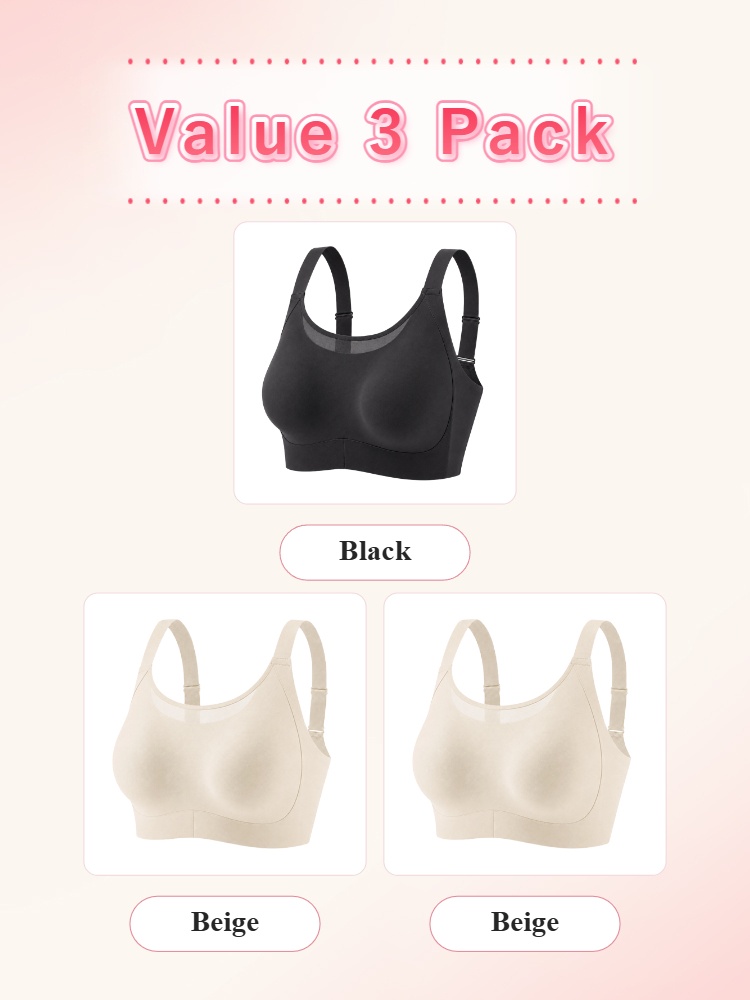 Value 3 pack minimizer bras with black and two beige bras VEIMIA