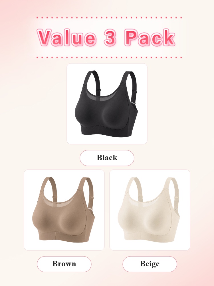 Value 3 pack minimizer bras in black brown and beige VEIMIA