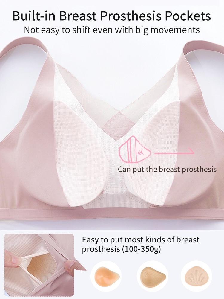 All-day Comfort Mastectomy Bras Ultra Soft Non-shift Breast Prosthesis Design, Seamless Fits For Daily Wear VEIMIA