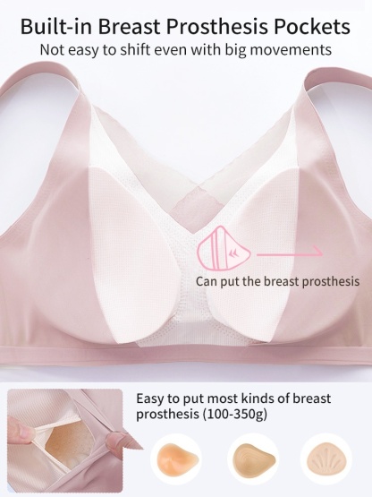 All-day Comfort Mastectomy Bras Ultra Soft Non-shift Breast Prosthesis Design, Seamless Fits For Daily Wear VEIMIA