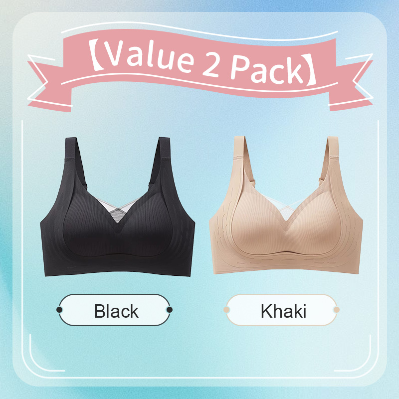 VEIMIA Anti-sagging Wireless Bra Cross Lace Lift Up And Support For Round Breast Shape