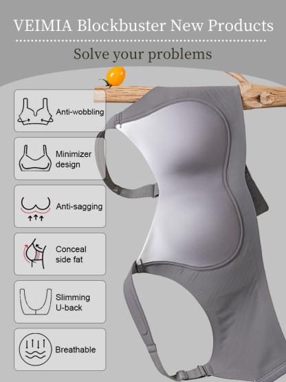 Anti-wobbling Minimizer Bra 360° Gel Strips Supports, Anti-sagging Lifting For Natural Breast Shapes VEIMIA
