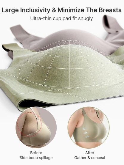 Anti-wobbling Seamless Bra Full Coverage Support, Smooth Seamless Fit & Minimizing Result VEIMIA