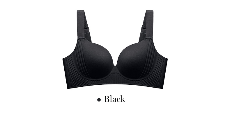 Black Push Up Bra Anti-Gravity One-piece Seamless 3D Massage Thin Padded Anti-sagging & Gathering Stable Support VEIMIA