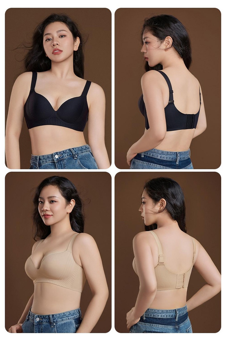 Plus Size Wireless Push Up Bra Anti-Gravity One-piece Seamless 3D Massage Thin Padded Anti-sagging & Gathering Stable Support VEIMIA