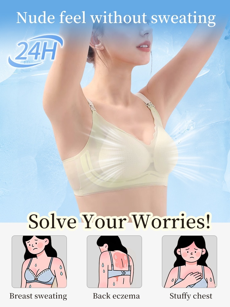 ​​Temperature-Control Nursing Bra Cool All-Stage Wear, One-Hand Buckle Stable Supportive Bra for Easy Feeding VEIMIA