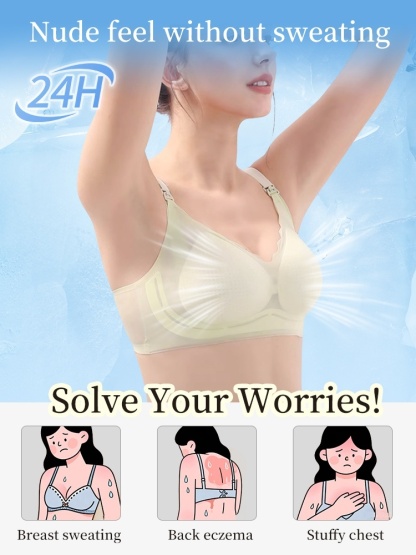 ​​Temperature-Control Nursing Bra Cool All-Stage Wear, One-Hand Buckle Stable Supportive Bra for Easy Feeding VEIMIA
