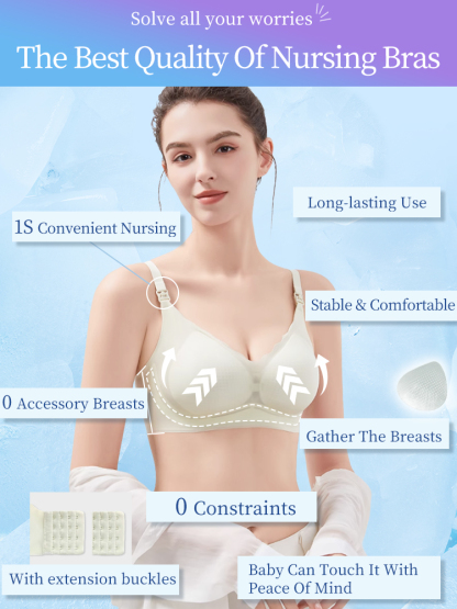 Crisp Nursing Bra Refreshing Non-Stuffy Wear, One-Hand Fastener Shaped Supportive Bra for Easy Breastfeeding VEIMIA​