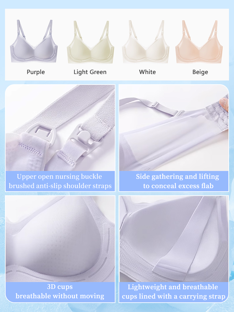 BreezyNursing Bra Airy Multi-Stage Design, Easy-Clasp W-Shaped Reinforcement Bra for Effortless Latching VEIMIA​