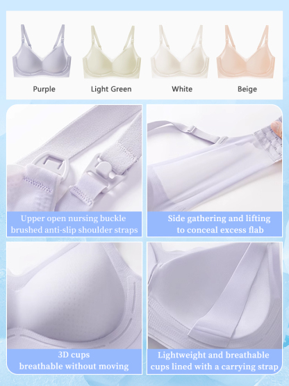 BreezyNursing Bra Airy Multi-Stage Design, Easy-Clasp W-Shaped Reinforcement Bra for Effortless Latching VEIMIA​