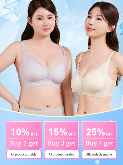 Temperature-Regulating Maternity Bra Cool All-Stage Wear, Easy-Clasp Contoured Cups Bra for Stress-Free Breastfeeding VEIMIA