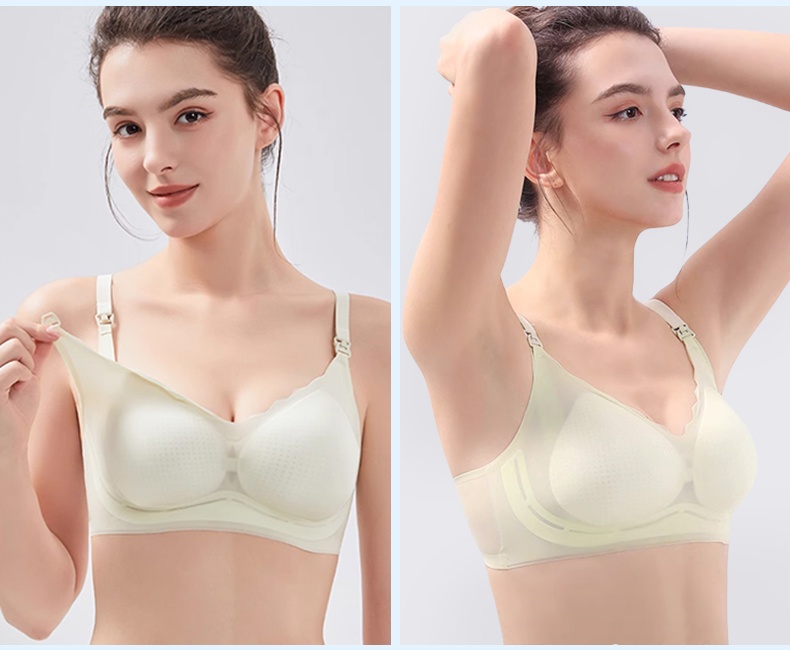 ​​FreshFlow Nursing Bra Airy Non-Stuffy Design, Quick-Release Clasp Enhanced Support Bra for Easy Breastfeeding VEIMIA​​