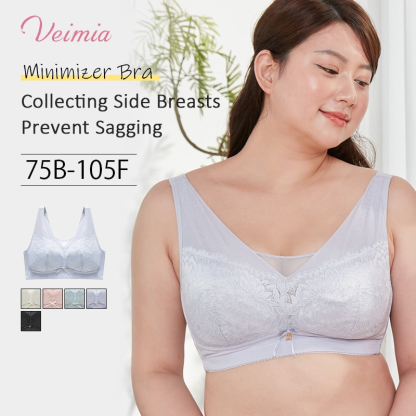 Breathable Lace Large Breast Minimizer Bra Warm Change Cup No Underwire Hide Fat VEIMIA