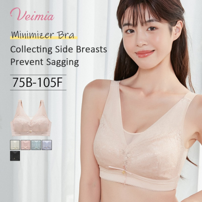 Breathable Lace Large Breast Minimizer Bras Warm Change Cup No Underwire Hide Fat VEIMIA