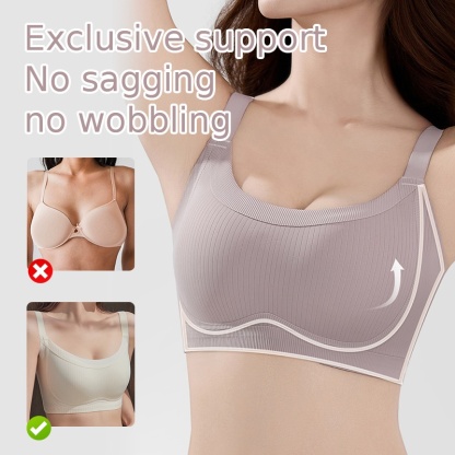 Support Minimizer Bra Vertical Striped Slim Fit Wireless Full Coverage Lift Up Breast VEIMIA