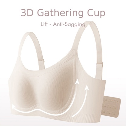 Soft Support Seamless Minimizer Bra Vertical Striped Slim Fit Wireless Full Coverage Lift Up Breast VEIMIA