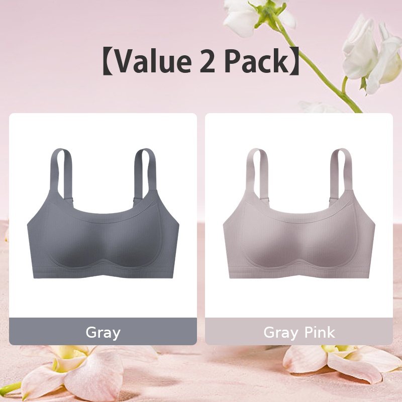 VEIMIA Soft Support Minimizer Bra Vertical Striped Slim Fit Wireless Full Coverage Lift Up Breast