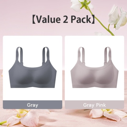 VEIMIA Soft Support Minimizer Bra Vertical Striped Slim Fit Wireless Full Coverage Lift Up Breast