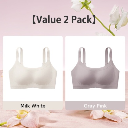 VEIMIA Soft Support Minimizer Bra Vertical Striped Slim Fit Wireless Full Coverage Lift Up Breast