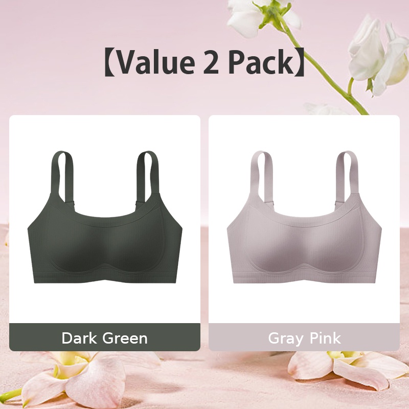 VEIMIA Soft Support Minimizer Bra Vertical Striped Slim Fit Wireless Full Coverage Lift Up Breast
