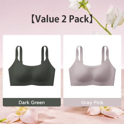 VEIMIA Soft Support Minimizer Bra Vertical Striped Slim Fit Wireless Full Coverage Lift Up Breast