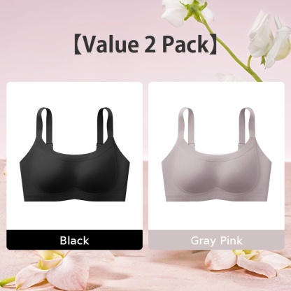 VEIMIA Soft Support Minimizer Bra Vertical Striped Slim Fit Wireless Full Coverage Lift Up Breast
