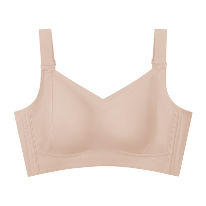 Beige Breast Minimizing Non-marking Skin-friendly Push Up Bra VEIMIA