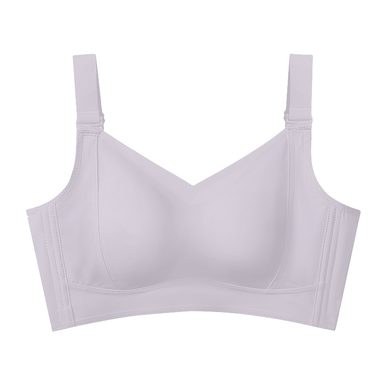 Purple Breast Minimizing Non-marking Skin-friendly Push Up Bra VEIMIA