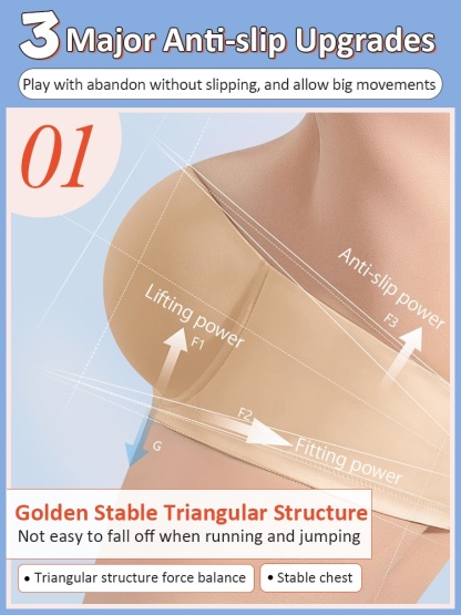 Soft Wire No Bounce Strapless Bra Design, 3D Breathable Honeycomb Cups Anti-slip Naturally Shaping Not Sticky VEIMIA
