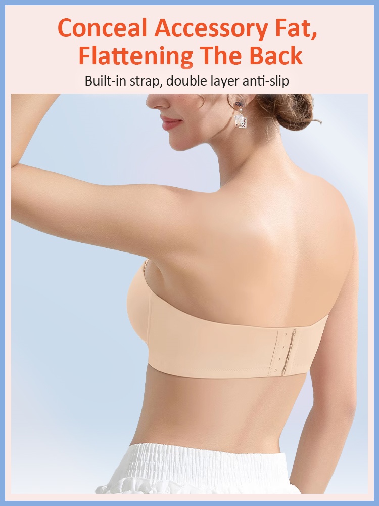 Soft Wire Strapless Bra with 3D Breathable Cups, No Bounce Anti-slip Naturally Shaping Not Sticky VEIMIA