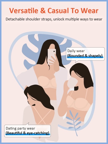 Strapless Bra with Soft Wire No Bounce, 3D Breathable Hexagonal Cups Anti-slip Naturally Shaping Not Sticky VEIMIA