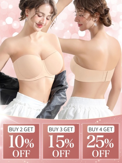 3D Breathable Honeycomb Cups Strapless Bra Anti-slip, No Bounce Soft Wire Naturally Shaping Not Sticky VEIMIA